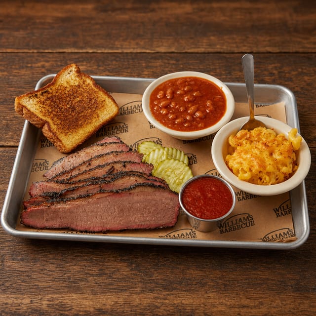 Smoked Brisket Plate (Fri-Sun, call for Availability).